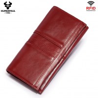 RFID 盗難防止ブラシクラッチ第一層牛革ロングレディースバッグマルチカードスロット小銭入れ本革レディース財布