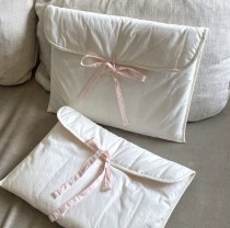 新人ブロガーの同じスタイルのバレエスタイルのピンクのリボンキルティングノートブックタブレットバッグ