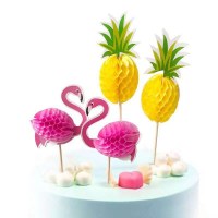 ケーキベーキングデコレーションカードインサートココナッツツリー傘傘フラミンゴパイナップルハニカム