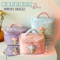 2024 インターネットセレブクリームコーデュロイハイエンドインかわいい化粧品袋チューリップ大容量ポータブル収納袋