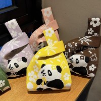 ニットバッグパンダ春夏イン親子ハンドバッグベストバッグベストバッグ織りハンドバッグ