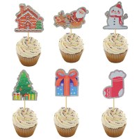 クリスマス ミニ ケーキ マフィン カップ ケーキ インサート クリスマス インサート カード クリスマス ツリー 雪だるま インサート カード ベーキング デコレーション