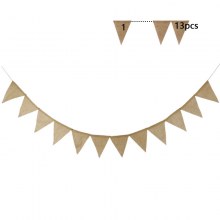 13 個のリネンペナント、ヨーロッパとアメリカのレトロな結婚式の旗、結婚式用品、ヨーロッパとアメリカの結婚式の装飾文字列フラグ卸売