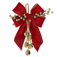 新しいクリスマスリボンが美しく装飾されたピンクシルバーグレーの3色のベルリボン