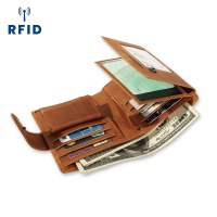 RFID マルチカードスロットレトロ本革メンズ財布小銭入れメンズバッグ多機能クレイジーホースレザー財布
