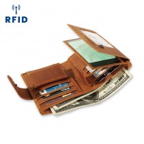 RFID マルチカードスロットレトロ本革 メンズ 財布小銭入れ メンズ バッグ多機能クレイジーホースレザー財布