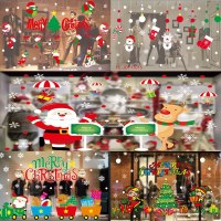 クリスマス装飾漫画カラー印刷クリスマス静的ステッカー別荘ウィンドウデカールサンタクロースヘラジカステッカー