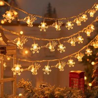 新しい LED ヘラジカクリスマスツリースノーフレークスターライトストリングホリデーデコレーション屋内クリスマス装飾ランタン