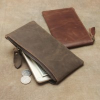 メンズレザー携帯電話バッグ、ロングスタイル、レトロ極薄レディース本革財布、日本と韓国のクラッチバッグ