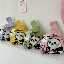 ニットバッグ 2024 パンダシリーズ学生ファッション大容量トートバッグカジュアルハンドバッグコンパニオンギフトバッグ