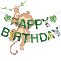 森の動物の誕生日プルフラグ誕生日パーティーの装飾吊り下げアレンジメント漫画紙誕生日プルフラグペナント