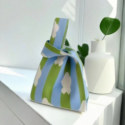 ins 春の花 レディースバッグ ニット ハンドバッグ 多用途 ニット バッグ リストバッグ ショルダーバッグ トートバッグ