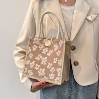 リネンポータブルランチバッグ女性のための 2023 新しいカジュアルなお出かけママバッグ日本製リネン学生ハンドランチボックスバッグ