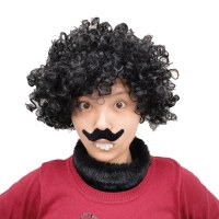 ハロウィンの面白い小道具、パーティーコスチュームの小道具、黒のかつら、入れ歯、ひげセット