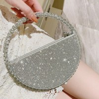 新しいイブニングバッグ、小さなラインストーンラウンドハンドバッグ