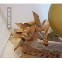 屋外ピクニッククラフト紙レトロ紙風車森誕生日パーティーの装飾手持ち写真小道具