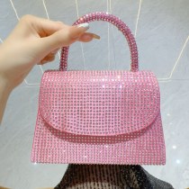 クラシックなダイヤモンド入りの小さなスクエアバッグ、シンプルで光沢のある高級リストイブニングバッグ、レディースハンドバッグ