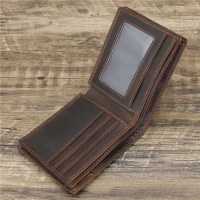メンズ 本革 財布 サイフ ウォレット クレイジーホースレザー 牛革 レトロ ダークブラウン