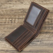 メンズ 本革 財布 サイフ ウォレット クレイジーホースレザー 牛革 レトロ ダークブラウン