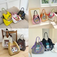 環境に優しいショッピングバッグ、絶妙な刺繍、防水ナイロンショッピングバッグ、ポータブルレディースショルダーバッグ
