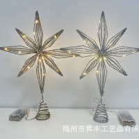新しいクリスマスツリー爆発スター装飾クリスマス装飾アイアンツリートップスターLEDツリートップスター