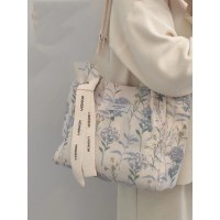 夏のキャンバスバッグ女性のための 2024 新しいファッション刺繍脇の下バッグ大容量ニッチ学生ショルダー通勤バッグ