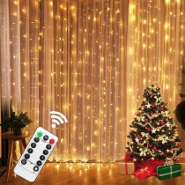 供給 3*3 メートル銅線カーテンライト装飾ライト USB リモコン付き寝室クリスマス結婚式 8 機能ライトストリング