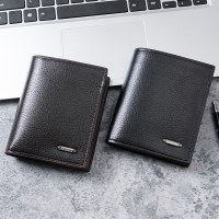 PU円周縦型メンズ財布、シンプルカジュアルメンズ小銭入れ、メンズショートウォレット