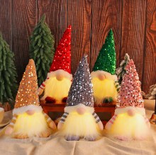 香港の愛 クリスマスデコレーション クリスマススパンコール ライト付き ルドルフ人形 クリスマス発光顔のない人形の装飾品