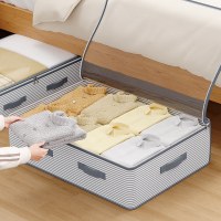 不織布ベッドボトム収納袋、シースルー折りたたみブランケット、衣類、キルト、おもちゃ、防塵整理袋を収納できる大容量