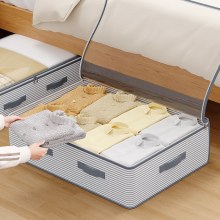 不織布ベッドボトム収納袋、シースルー折りたたみブランケット、衣類、キルト、おもちゃ、防塵整理袋を収納できる大容量
