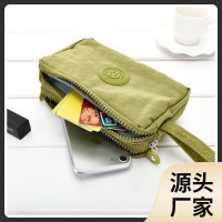 Ww韓国風生地ハンド小銭入れレディースロングファッション三層ジッパー大容量大画面携帯電話キーバッグ