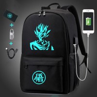 コンピューターバッグ、中学生用スクールバッグ、男性と女性用の発光USBアウトドアバックパック、韓国版ドラゴンボール悟空バックパック