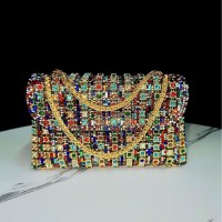 新しいフルダイヤモンドハンドバッグ、ダイヤモンド脇の下バッグ、女性セレブ宴会バッグ、ドレスシングルショルダークロスボディディナーバッグ