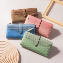 新しい韓国スタイルの女性の財布ロングファッションクラッチクロコダイルパターンジッパーバックルクリエイティブライト高級財布女性のための