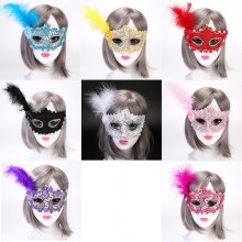 Bingxue Qiyuan Lace Feather Mask Makeup Dance Party Princess Adult Mask家具パフォーマンスマスク卸売