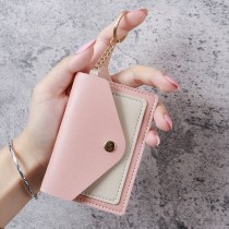 女性用ショートウォレット、シンプルなバックル、女性用小さなカードバッグ、ツーインワン学生カード、バスと地下鉄のカード、ポータブル小さなバッグ