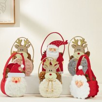 新しいアップル バッグ フェルトクリスマスヘラジカ老人ぬいぐるみトート バッグ キャンディー バッグ クリスマス子供のギフト バッグ