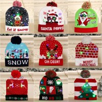 大人と子供のためのクリスマス装飾用品、ニットクリスマス帽子、カラフルな発光ニット帽子、高級クリスマス帽子