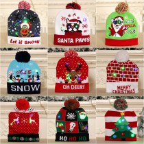 大人と子供のためのクリスマス装飾用品、ニットクリスマス帽子、カラフルな発光ニット帽子、高級クリスマス帽子