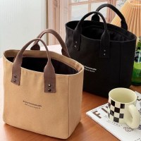 厚みのあるキャンバスバッグ日本製無地ポータブル学生トートバッグ通勤ママ弁当バッグ手持ちSサイズ
