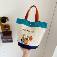 新しい日本の漫画の刺繍キャンバスハンドバッグキュートで多用途カジュアルレター大容量ママバッグトレンディ