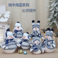 クリスマス装飾雪だるま人形青い人形生地フォーム人形窓テーブル装飾クリスマス小さなギフト