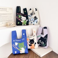 2024 かわいい猫新製品大型多用途学生大容量クォーターバッグショルダーバッグニットバッグハンドバッグ工場
