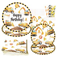 男の子の誕生日装飾建設プロジェクト車パーティー食器紙皿紙コップテーブルクロス掘削機ケーキ装飾挿入カード