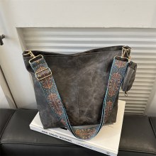大容量のファッショナブルなレトロ通勤ワイドショルダーストラップショルダーバッグレディース冬新作多用途イントートバッグ