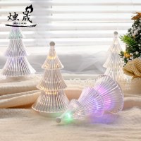 クリスタルクリスマスツリーデスクトップ装飾品小さなテーブルランプ雰囲気夜の光イン装飾雰囲気ライトクリスマス装飾