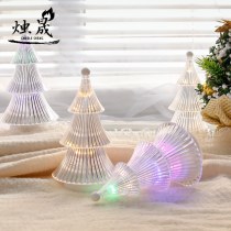 クリスタルクリスマスツリーデスクトップ装飾品小さなテーブルランプ雰囲気夜の光イン装飾雰囲気ライトクリスマス装飾