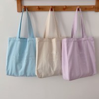 女性のための韓国スタイルの学生トートバッグの大容量の刺繍入りキャンバスバッグ
