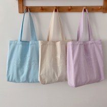 女性のための韓国スタイルの学生トートバッグの 大容量 の刺繍入りキャンバスバッグ